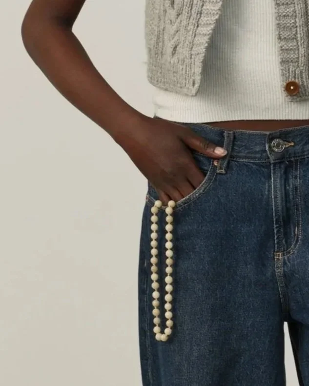 Natural Buri Bead Phone Chain — 10mm