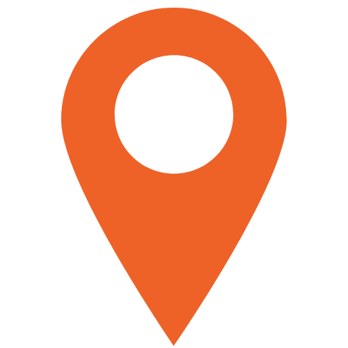 A large orange map pin icon on a transparent background.