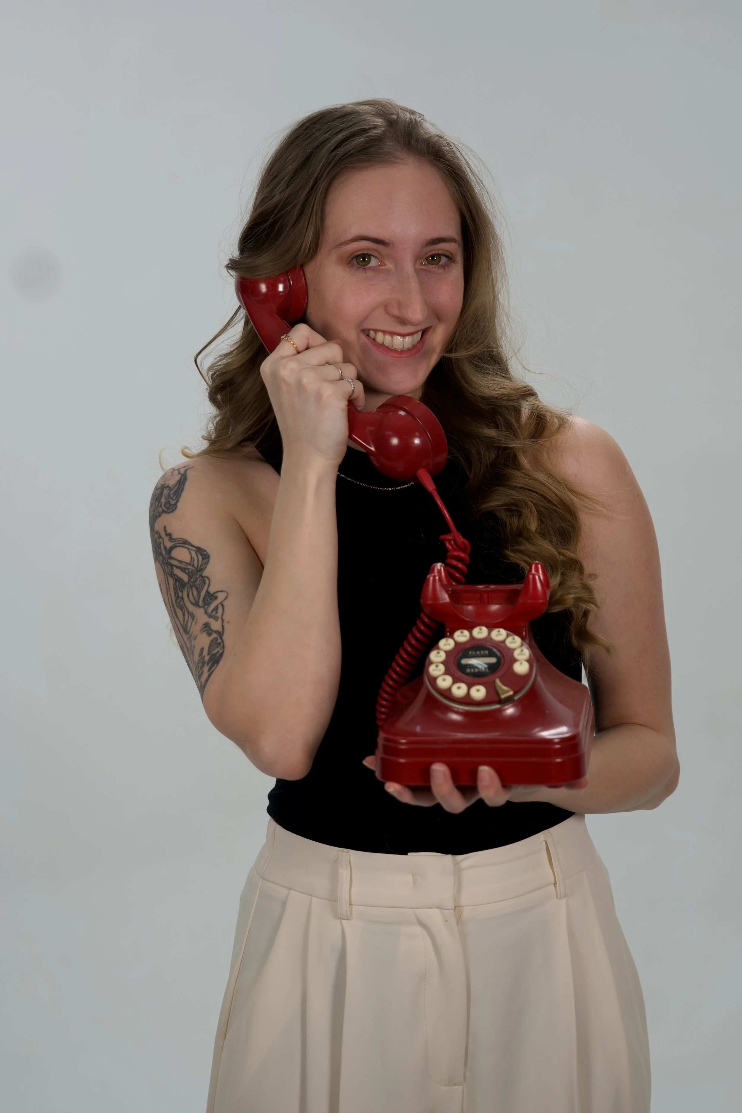 Girl phone red call marketing