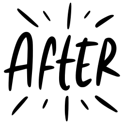 The word 'AFTER' written in bold black letters with radiating lines surrounding it.