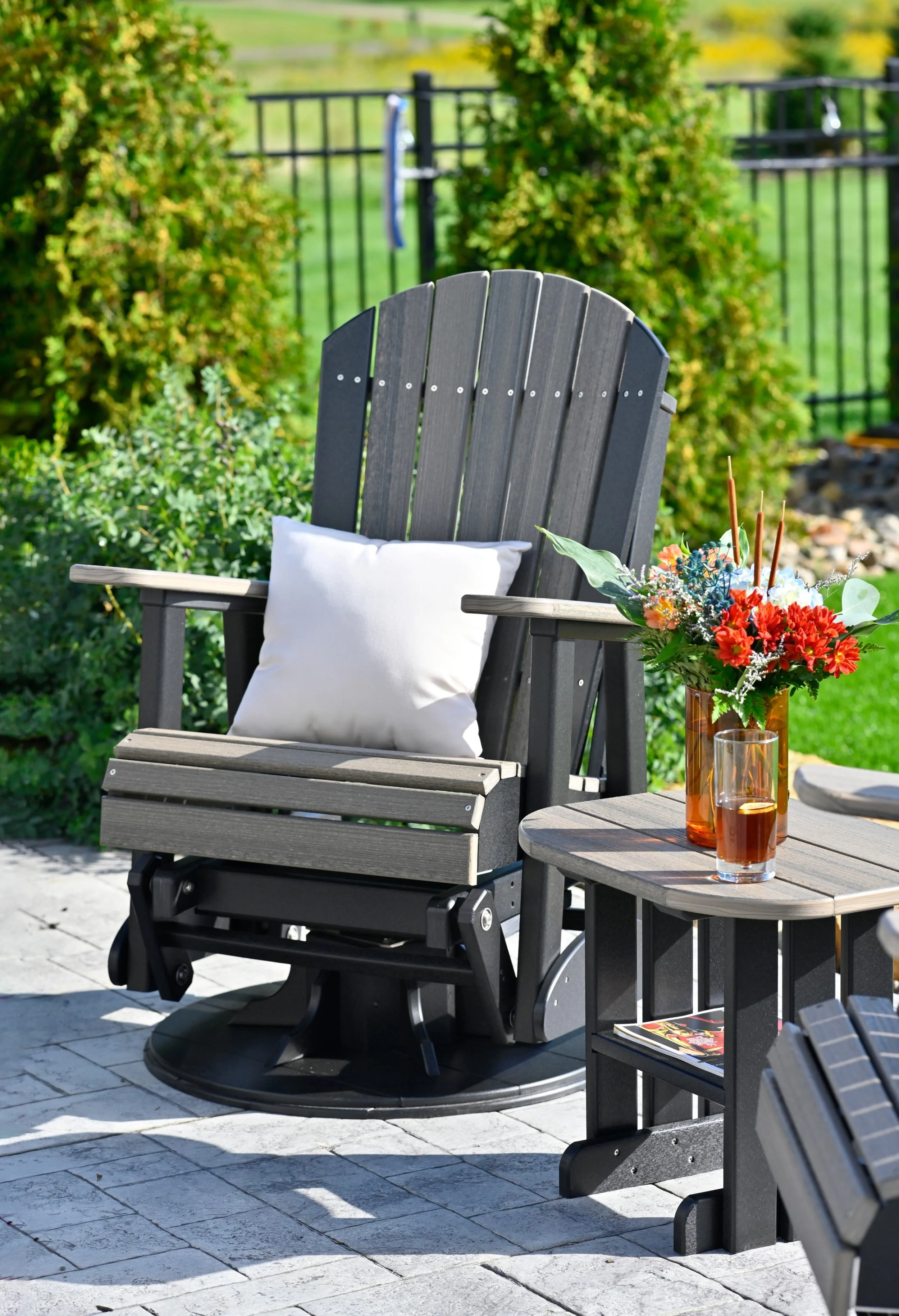 2' Swivel Adirondack Poly Glider (Coastal Gray & Black).JPG