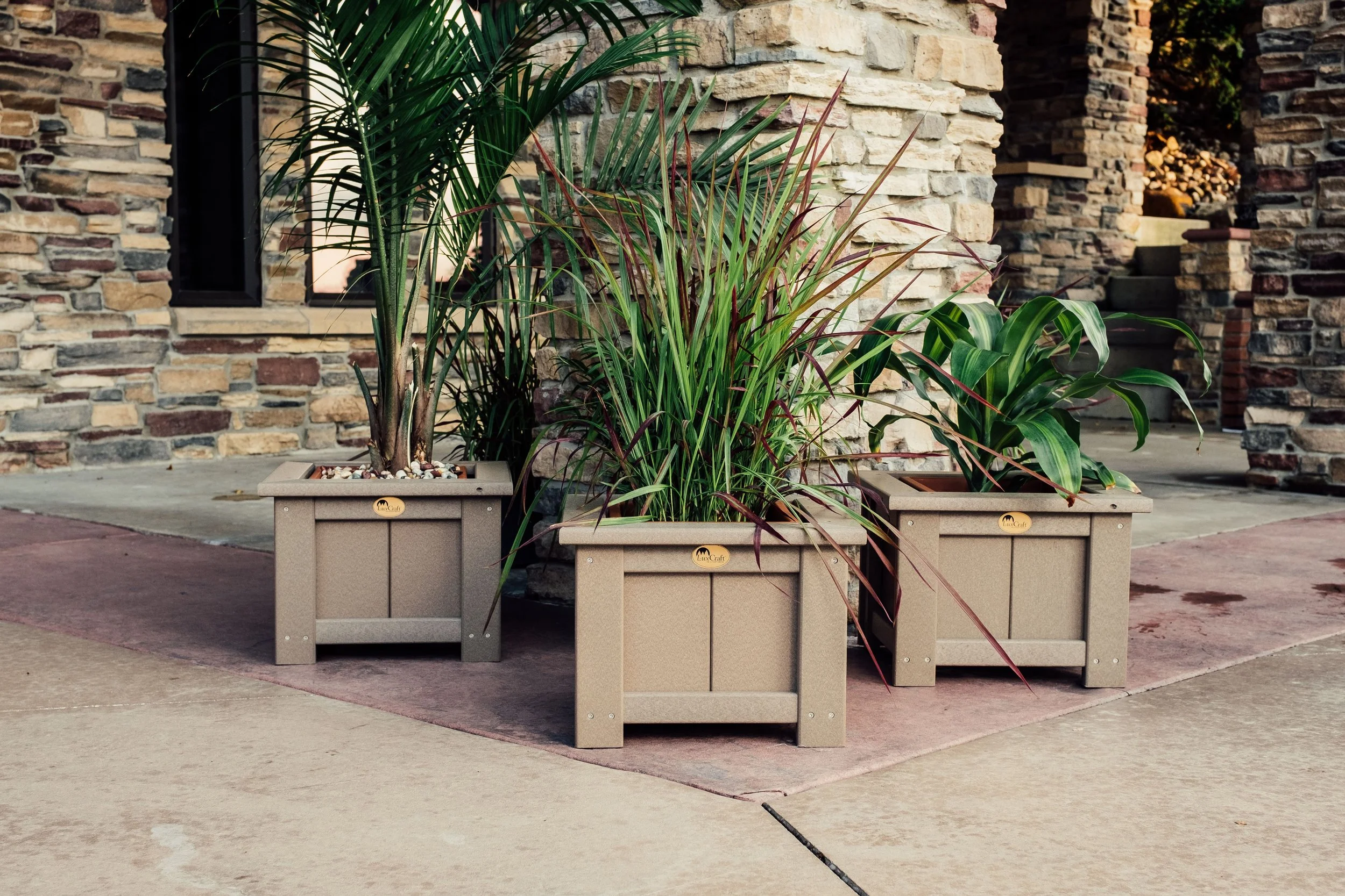 Poly 15'' Square Planters (Weatherwood).jpg