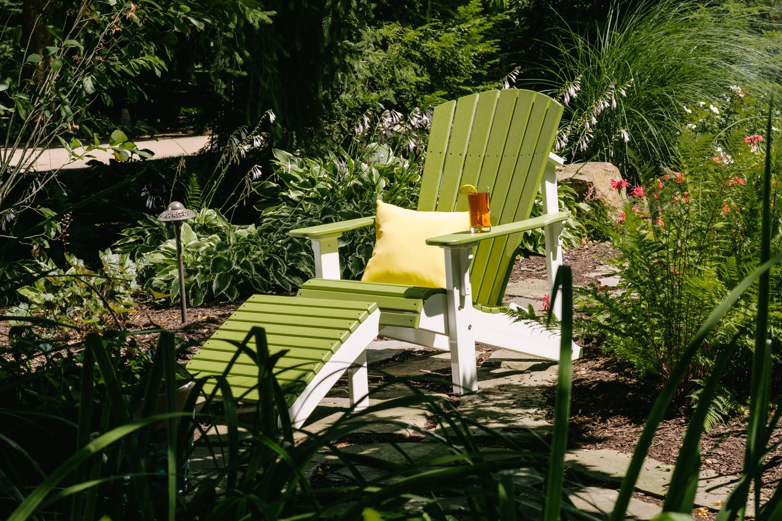 Poly Deluxe Adirondack Chair (Lime Green & White) 1.jpg