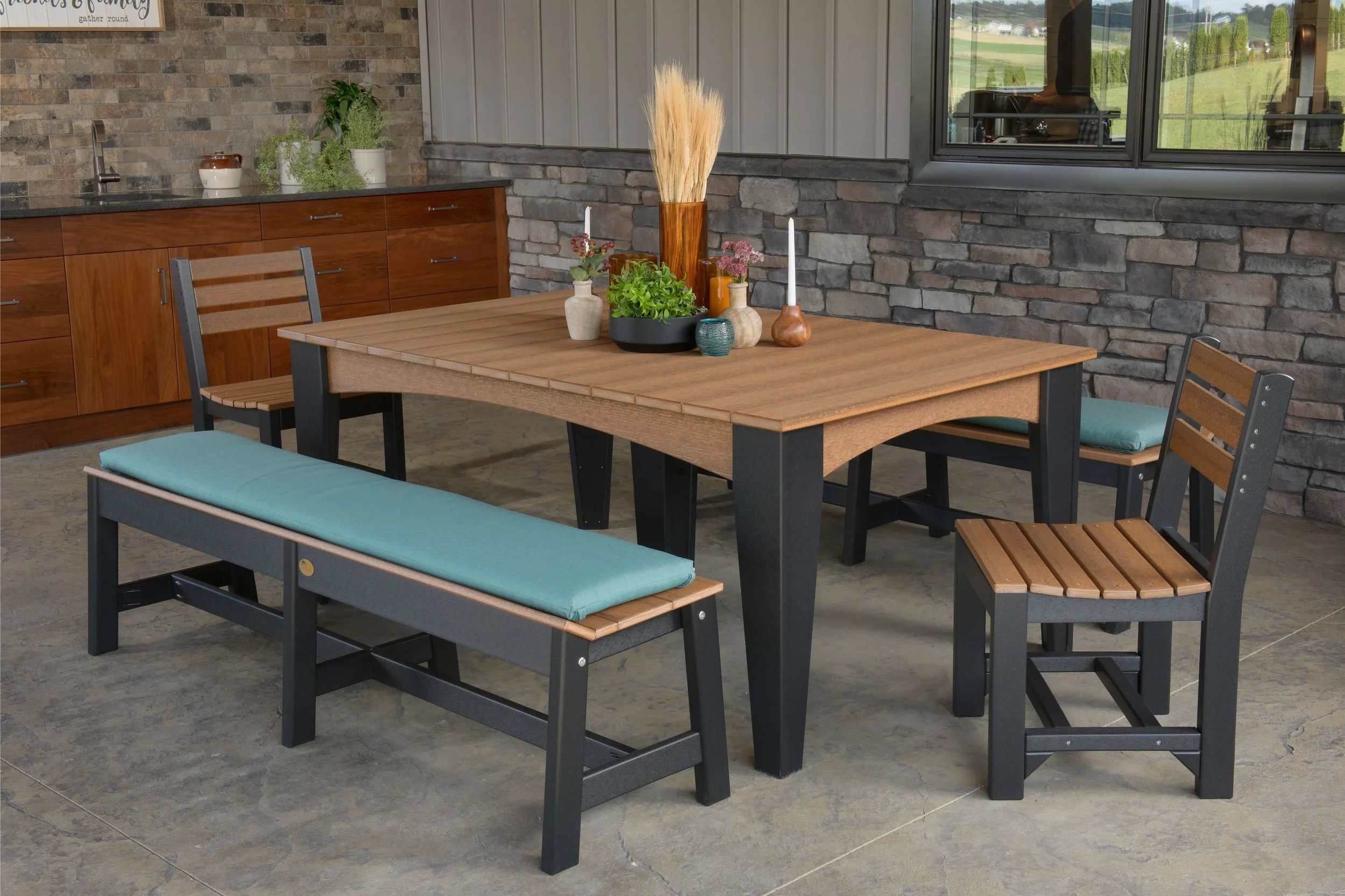 Island Dining Table (44'' x 72'' Rectangular) Set (Antique Mahogany & Black).jpg