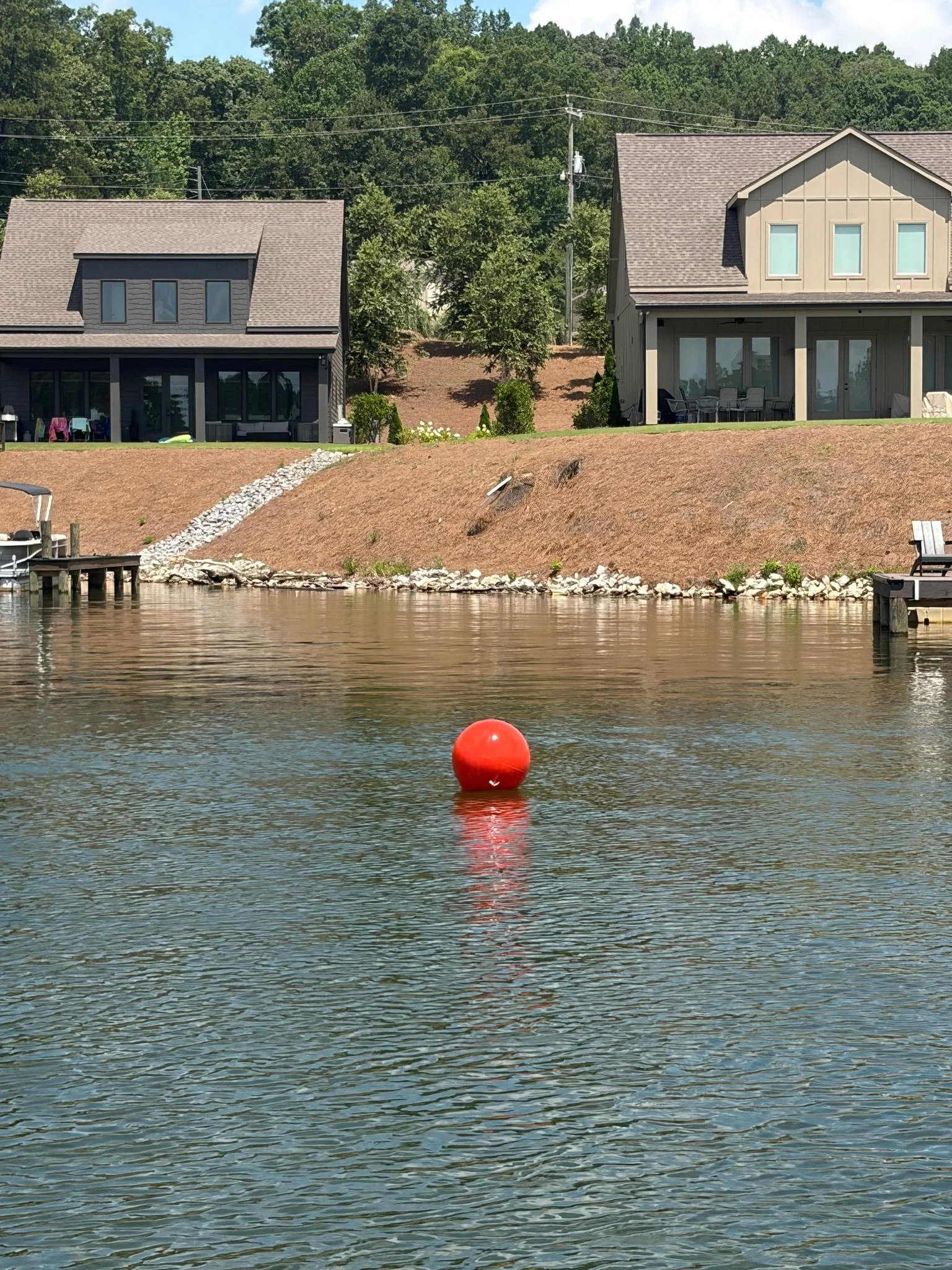 swim buoy floating around a dock at Lake Martin