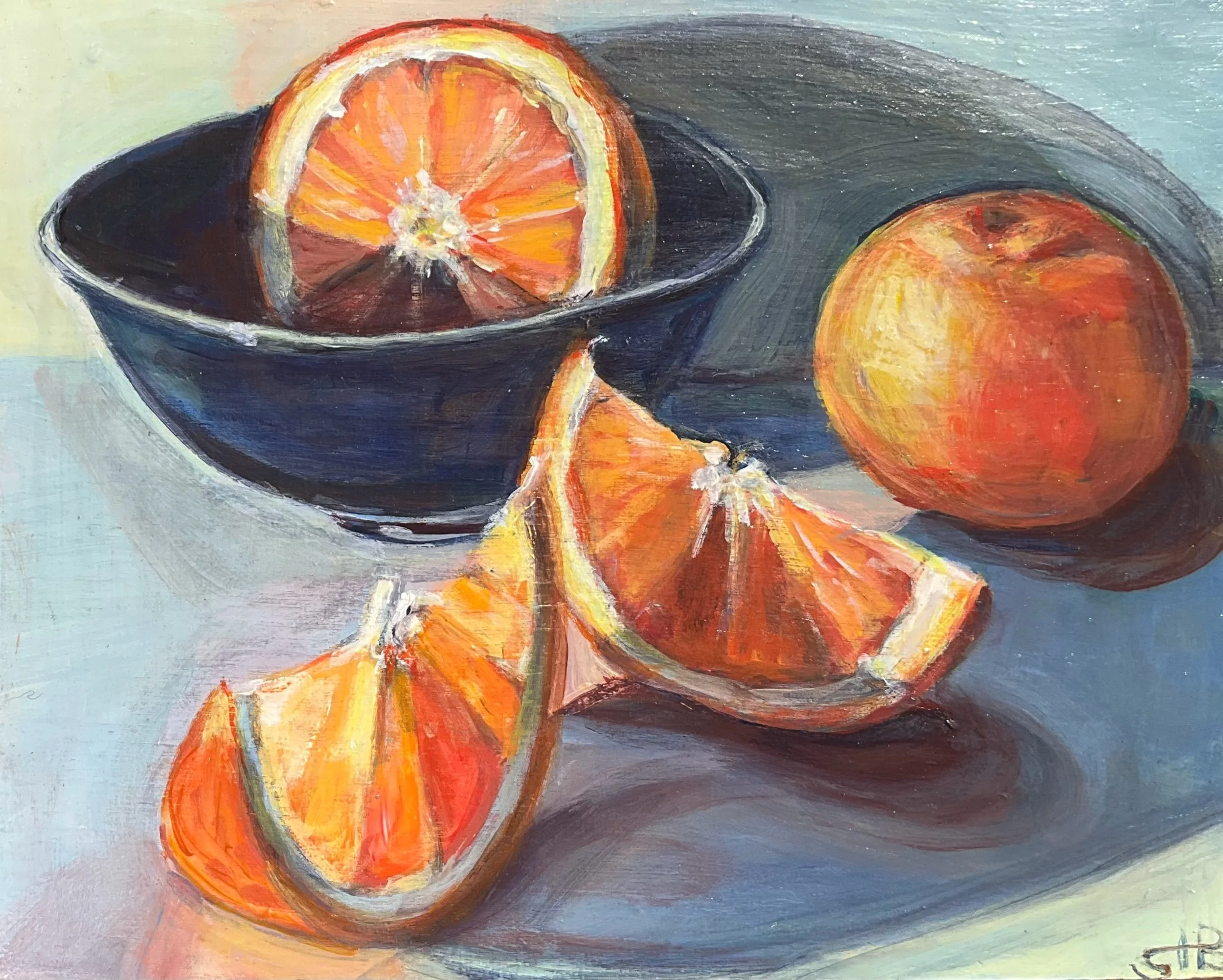 Oranges with Blue Bowl