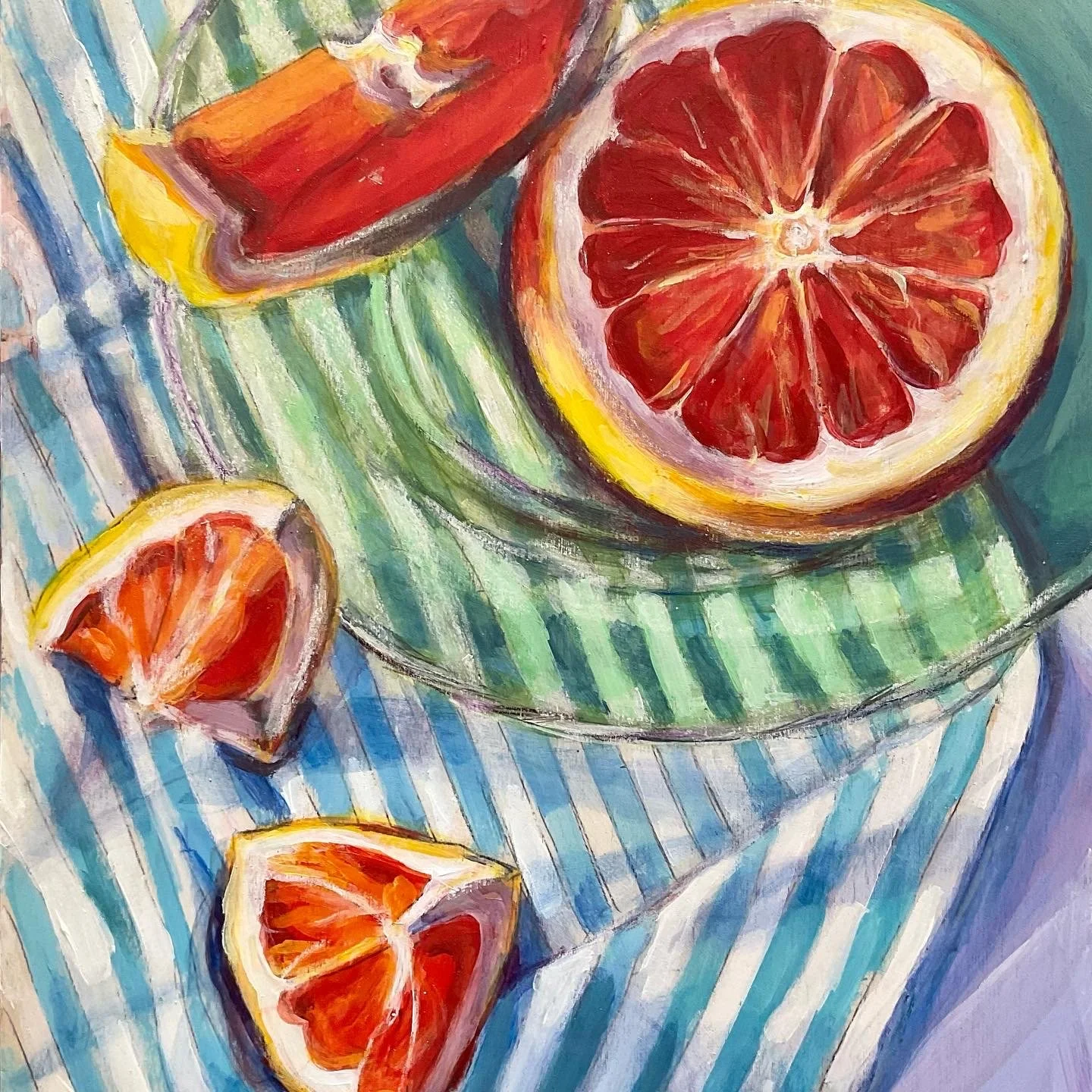 Grapefruit on Stripes