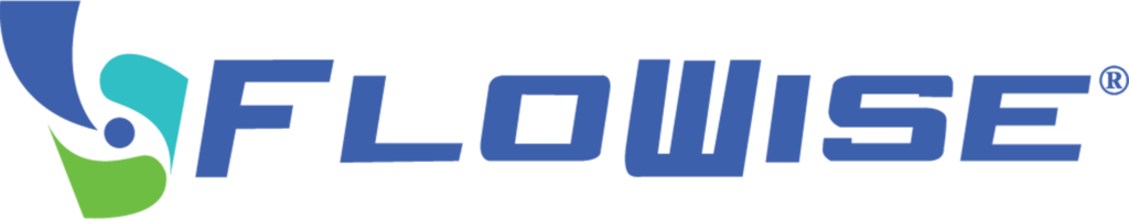 The logo of Floweise has three stylized leaves in blue, cyan, and green, with the company name 'FLOWISE' in bold blue letters.