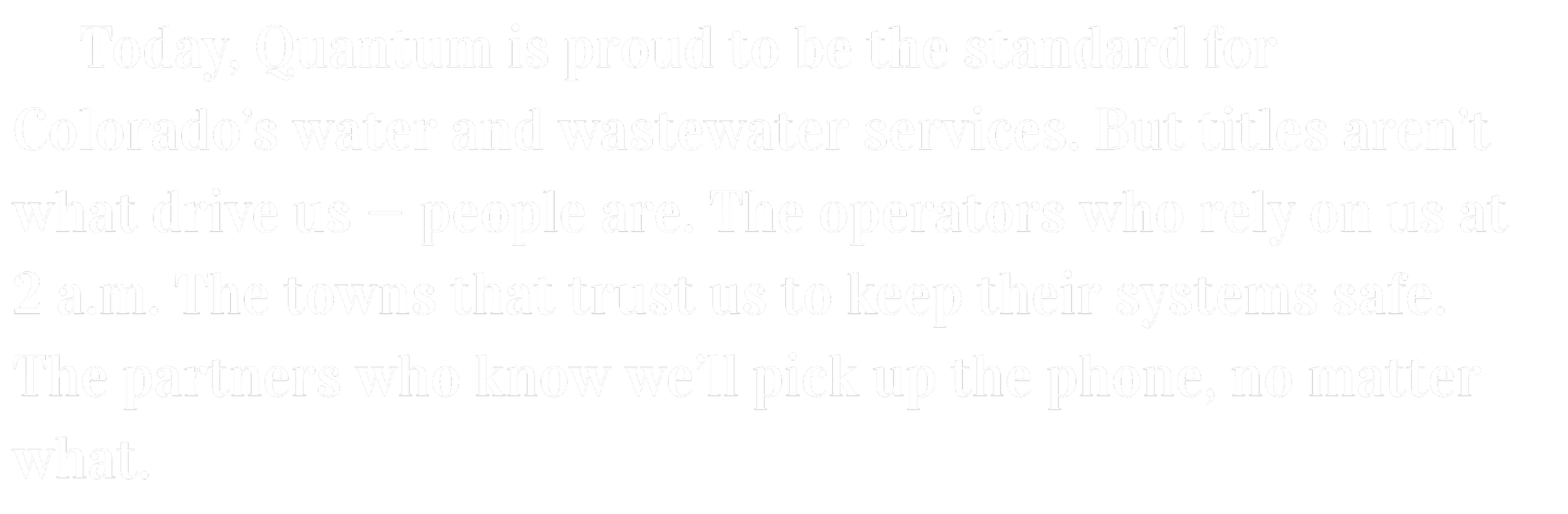 Black background with white text about Colorado's water and wastewater services, emphasizing the importance of trust in operators.
