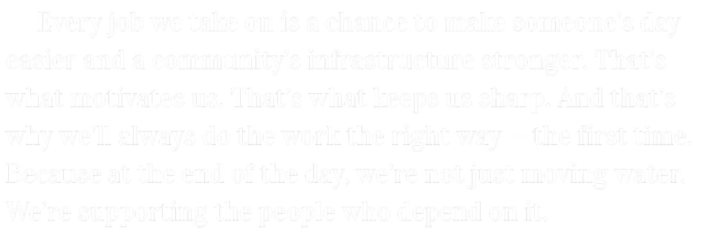 Quote about work and community in white text on a black background.