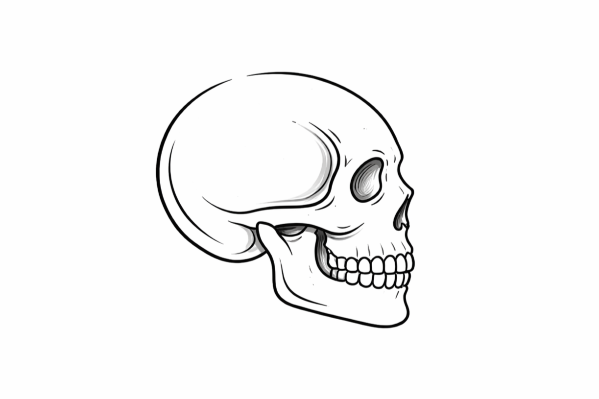 Skull illustration representing head and neck treatment in osteopathy