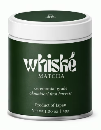 Contenant de thé matcha Whiské, en poudre cérémonial de première récolte, fabriqué au Japon.