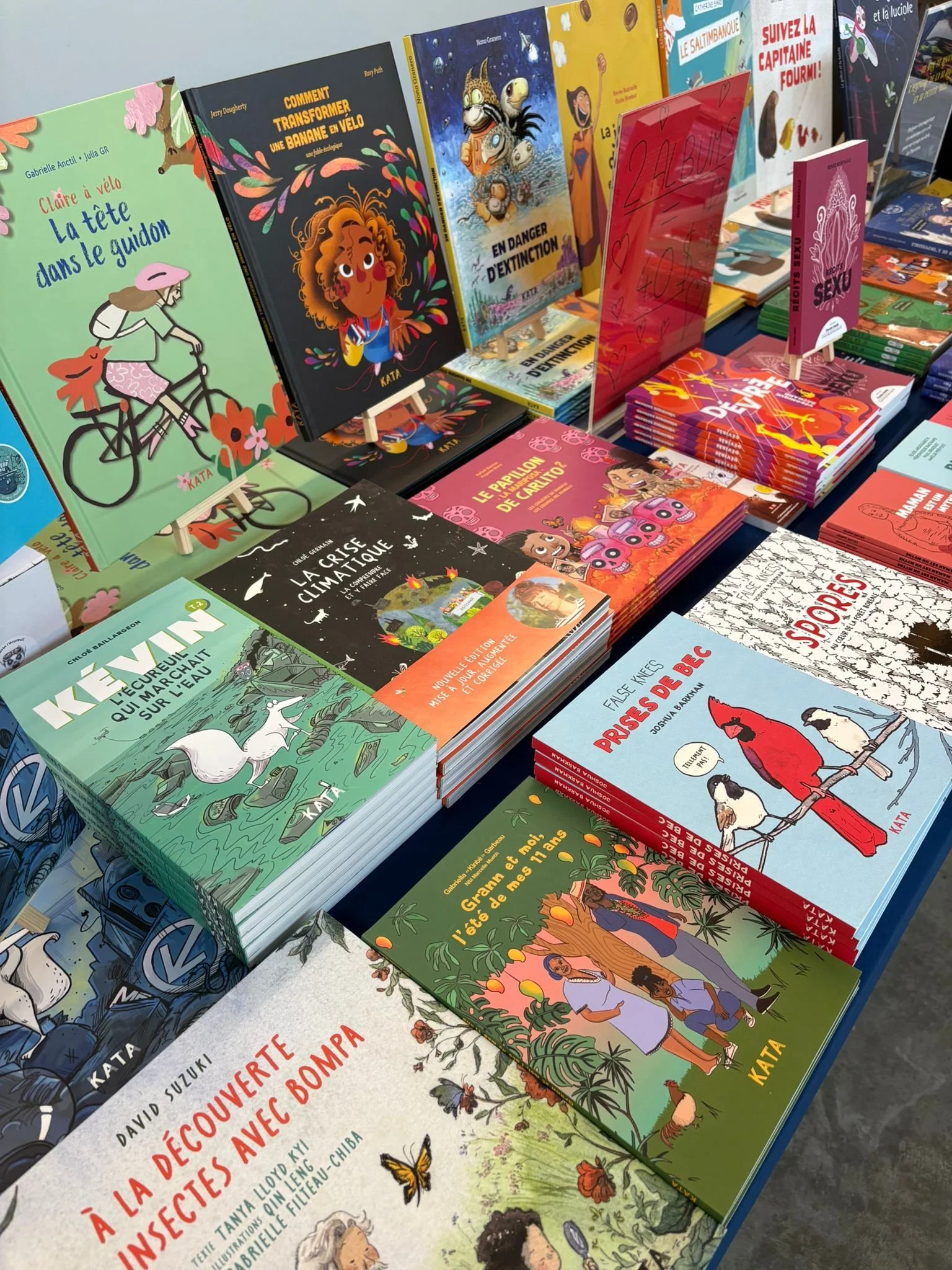 Présentation de plusieurs livres pour enfants et adolescents avec des couvertures colorées, illustrant différents sujets et histoires.