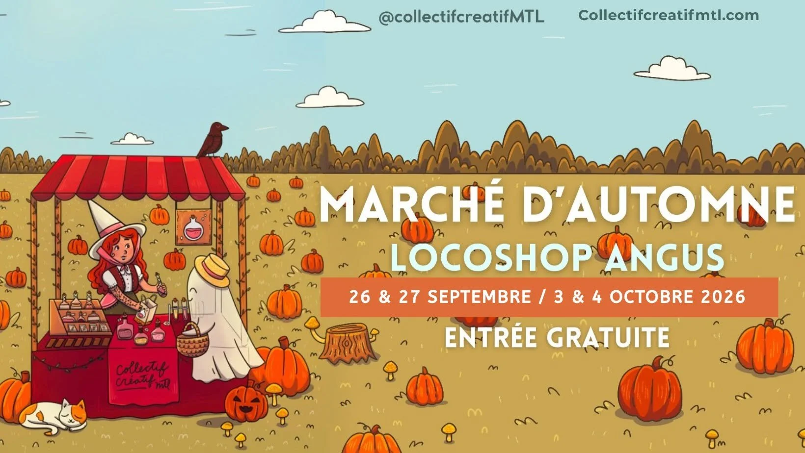 Marché d'automne au Locoshop Angus x Collectif Créatif MTL | 26 et 27 septembre, 3 et 4 octobre 2026