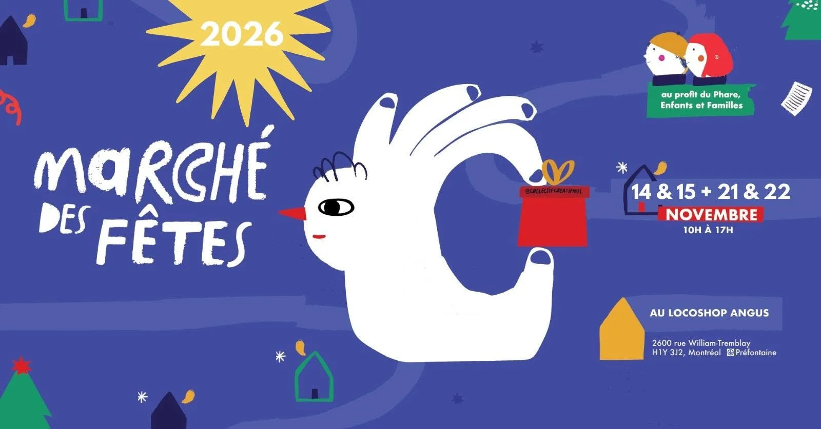 Marché des Fêtes au Locoshop Angus au profit du Phare, Enfants et familles | 14 et 15 novembre, 21 au 23 novembre 2026