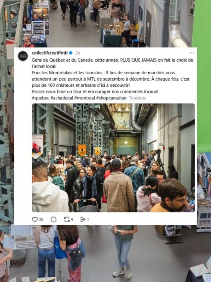 Gens du Qu&eacute;bec et du Canada, cette ann&eacute;e, PLUS QUE JAMAIS on fait le choix de l'achat local!

Pour les Montr&eacute;alais et les touristes qui visiteront notre ville : 
8 fins de semaine de march&eacute;s vous attendent un peu partout &