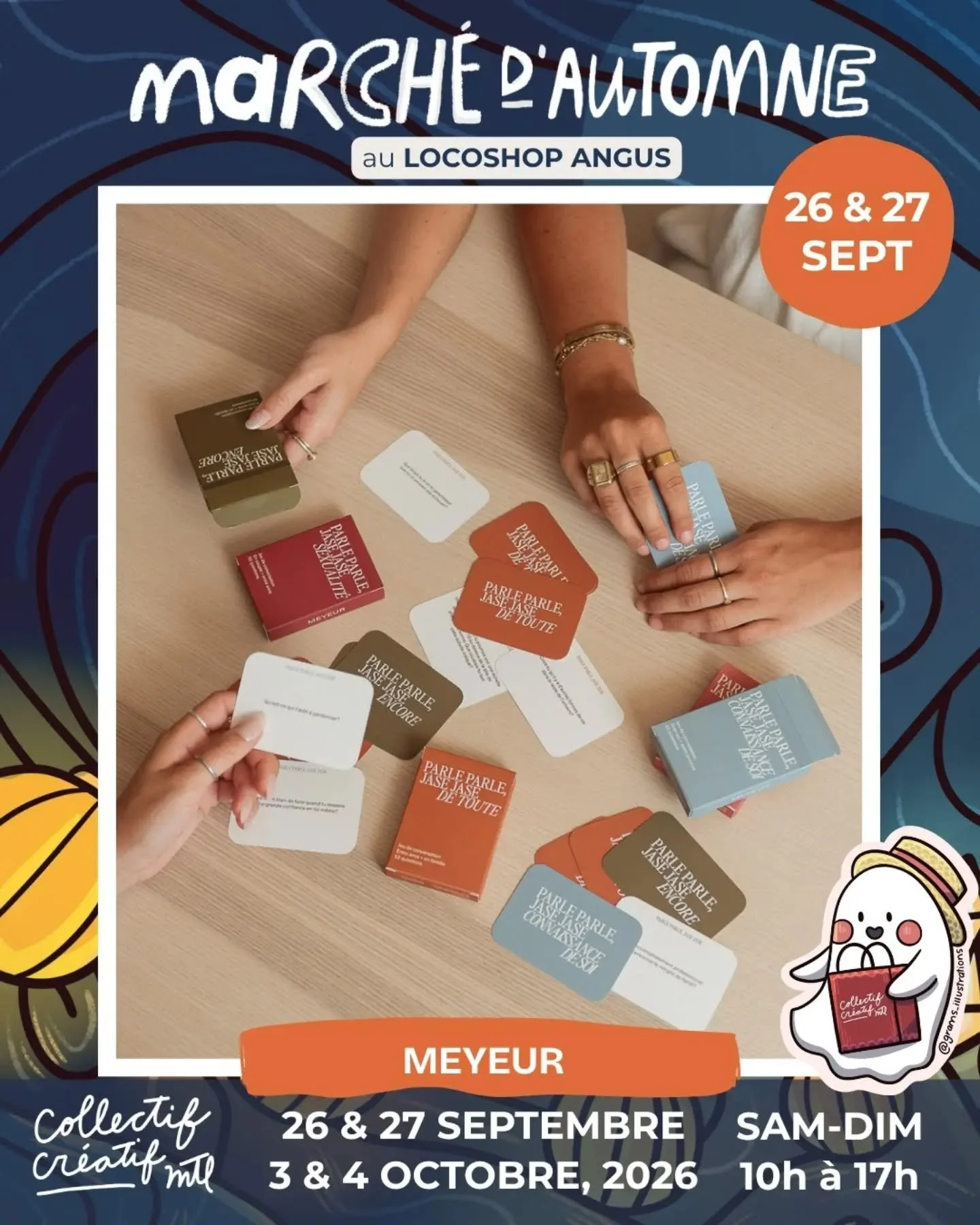 26 &amp; 27 SEPTEMBRE - PART 5
Pr&eacute;parez-vous &agrave; d&eacute;couvrir les incroyables cr&eacute;ateurs cr&eacute;ateurs qui seront avec nous au March&eacute; d'Automne au Locoshop Angus &agrave; Montr&eacute;al!
Au cours des prochains jours, 