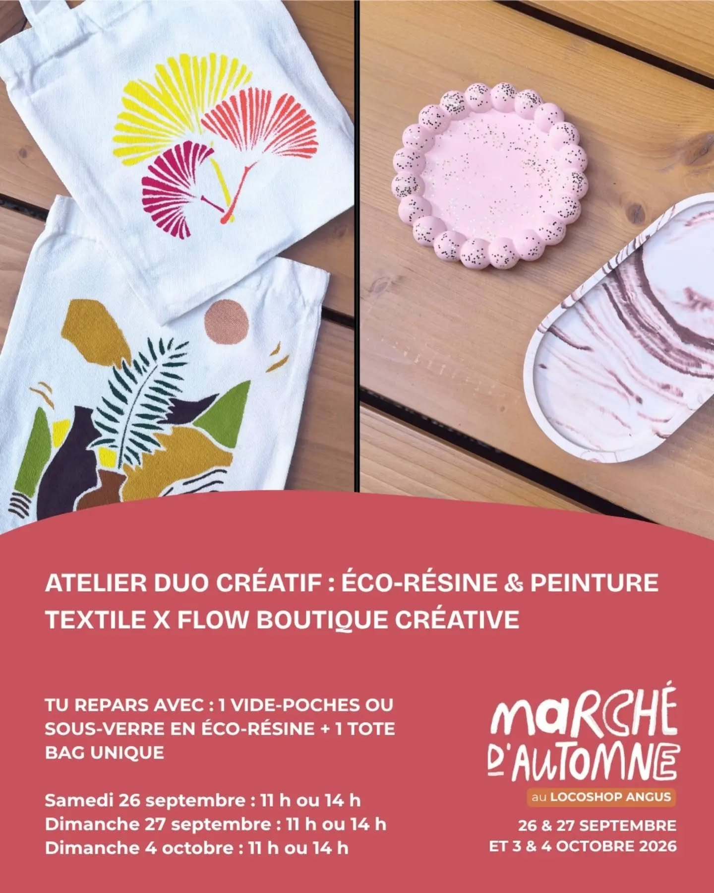 &Eacute;VEILLEZ VOTRE C&Ocirc;T&Eacute; CR&Eacute;ATIF AU MARCH&Eacute; D&rsquo;AUTOMNE AU LOCOSHOP ANGUS! 

Envie de repartir du march&eacute; avec vos propres cr&eacute;ations faites &agrave; la main ?

On vous r&eacute;serve deux ateliers DIY ultr