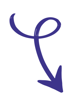 A dark blue arrow with a curly tail pointing downward.