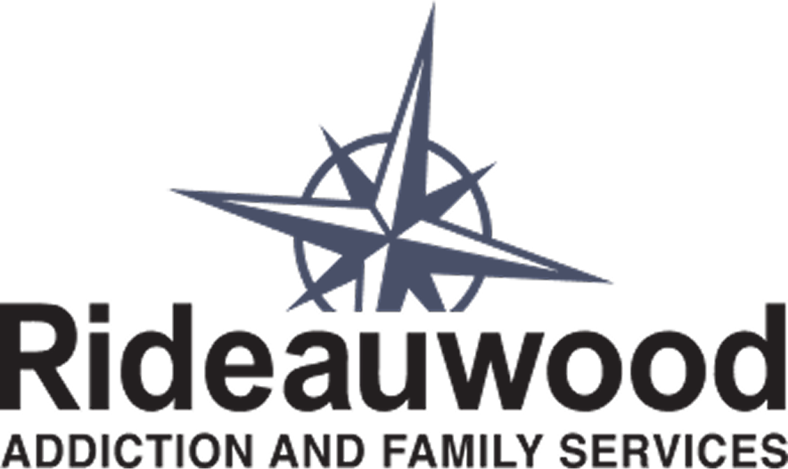Logo of Rideauwood Addiction and Family Services featuring a compass rose symbol with a stylized star and the organization name underneath.