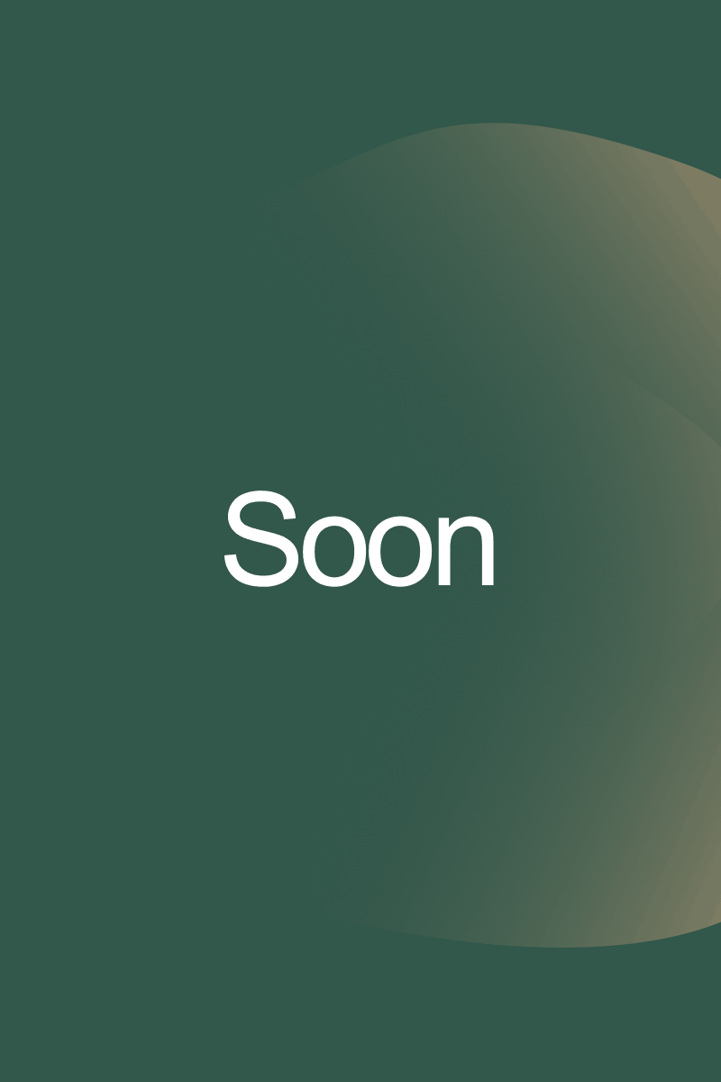 Green gradient graphic with text: "Soon"