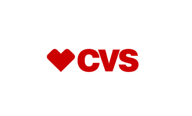 CVS logo with a red heart shape to the left of the red CVS text.