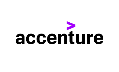 Logo of Accenture with text and a purple arrow pointing upward.