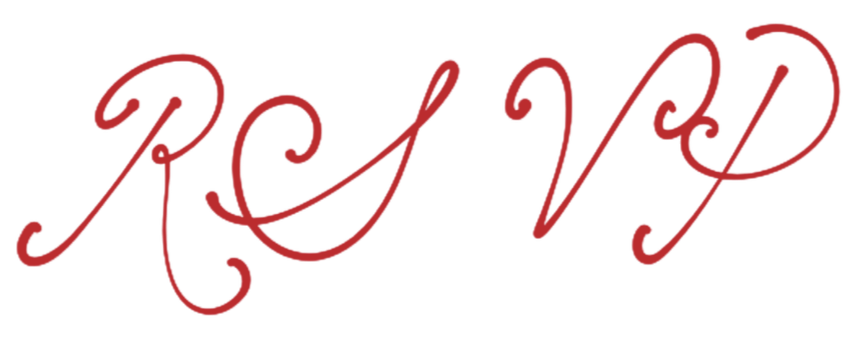 Elegant cursive text reading 'RSVP' in red.