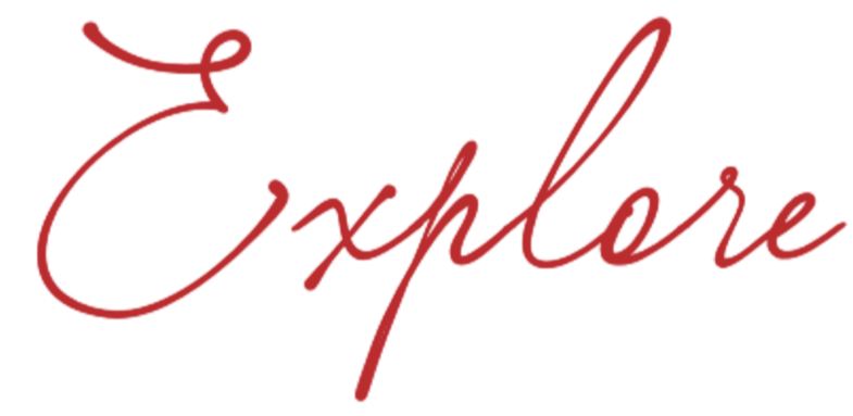 The word 'Explore' written in a cursive, red font on a white background.