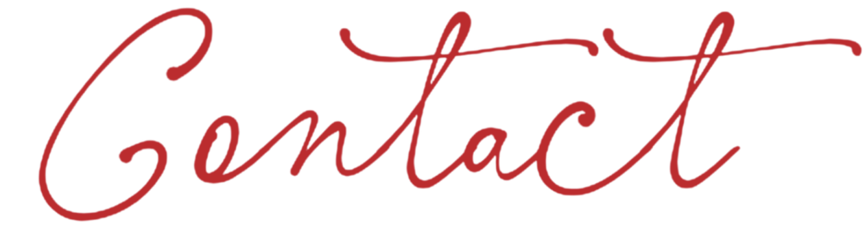 The word 'Contact' written in elegant red cursive script.