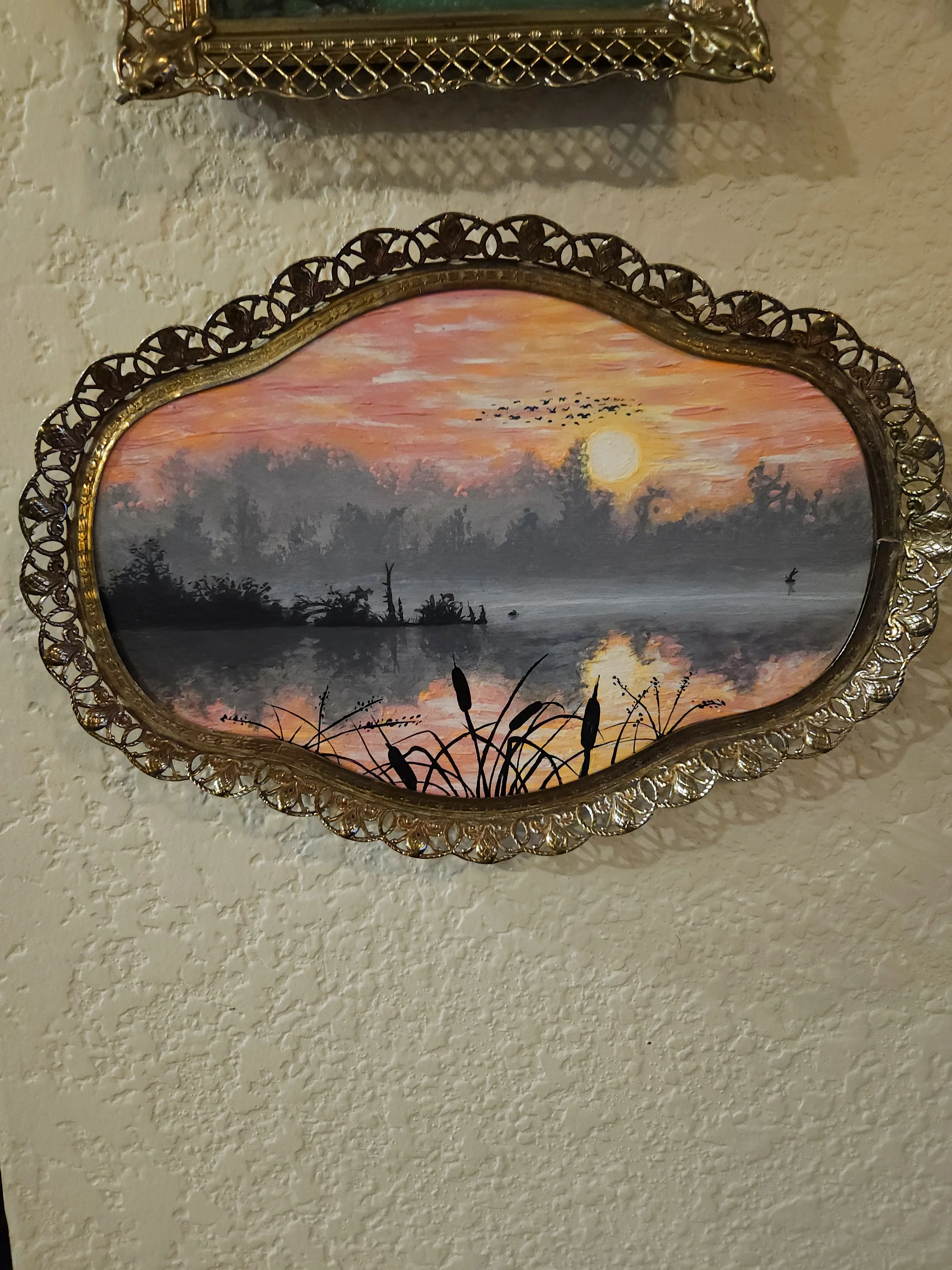 Tranquil Sunset Over Lake Acrylic Painting