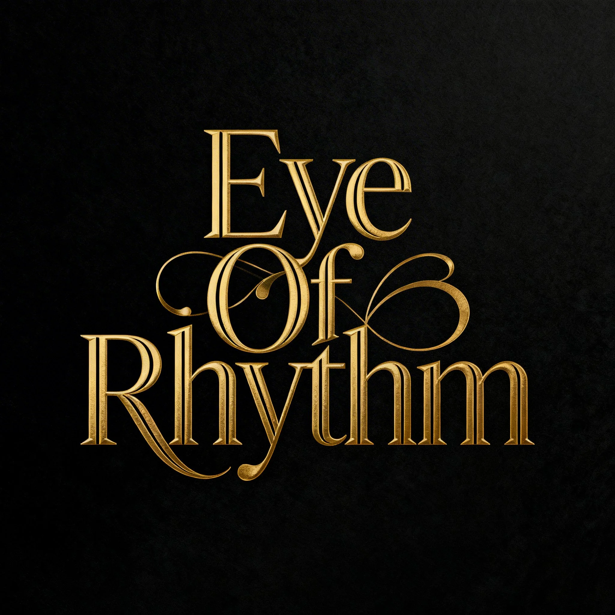 Close-up of gold-colored text reading 'Eve' on a black background, with ornate cursive design.