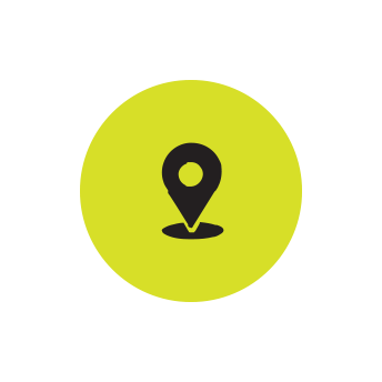 Map location pin icon inside a green circle.