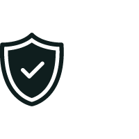 Black icon of a shield with a checkmark inside