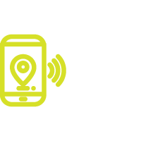 Icon of a smartphone with a location pin and wireless signal