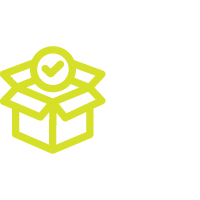 Icon of an open box with a check mark inside a circle above it.