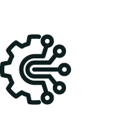 Icon of a gear combined with circuit lines, representing technology or engineering.