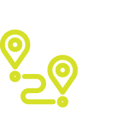 Illustration of a route map with two location markers connected by a winding path