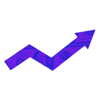 A blue upward trending arrow graph icon