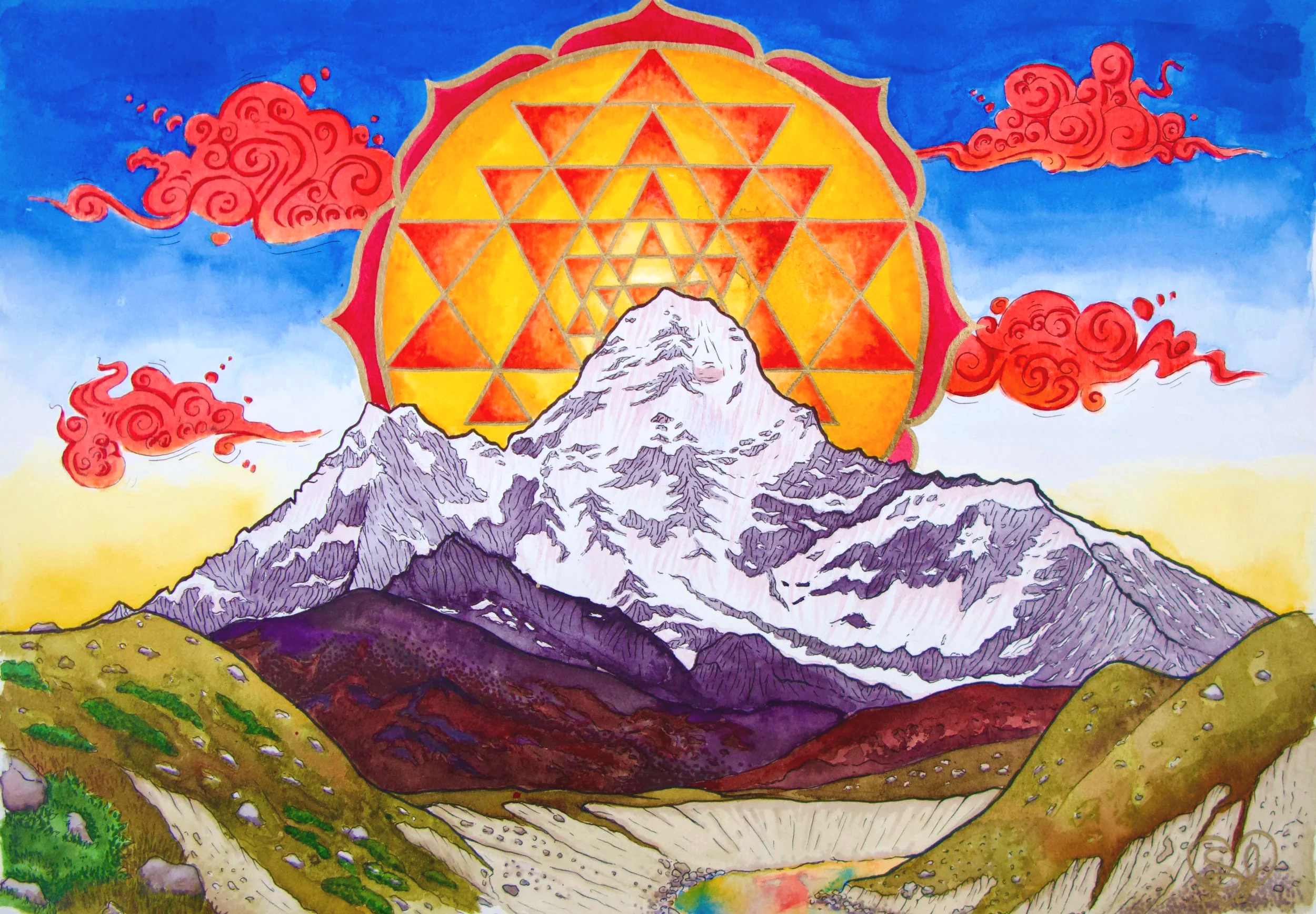 Ama Dablam | 2023 | Watercolor on Paper | 16" x 12" | Prints Available