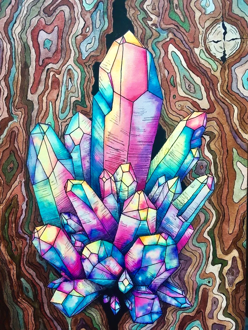 Rainbow Quartz | 2018 | Watercolor on Paper | 12" x 16" | Prints Available