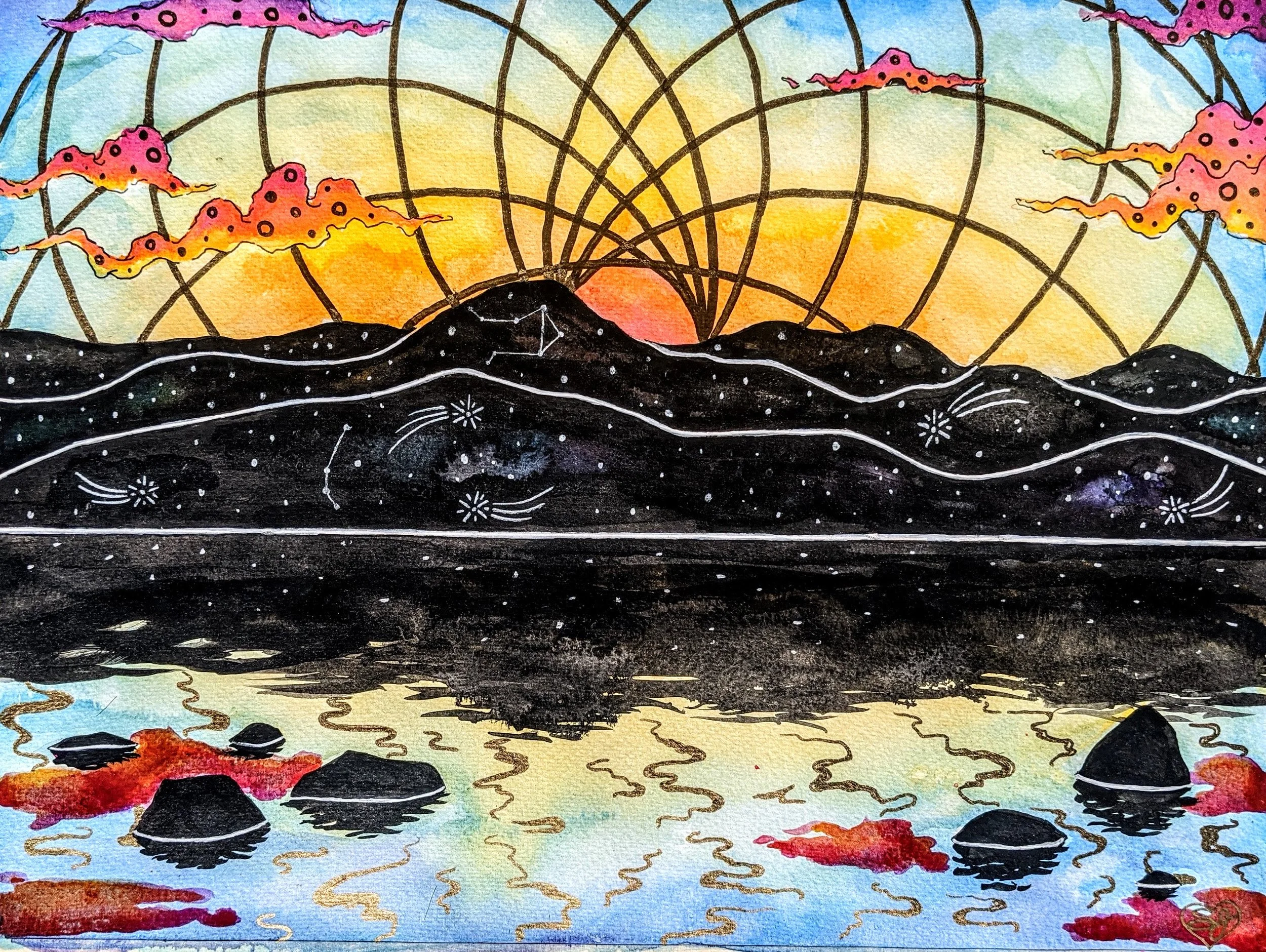 Tahoe Sunset | 2020 | Watercolor on Paper | 16" x 12" | Available for Purchase