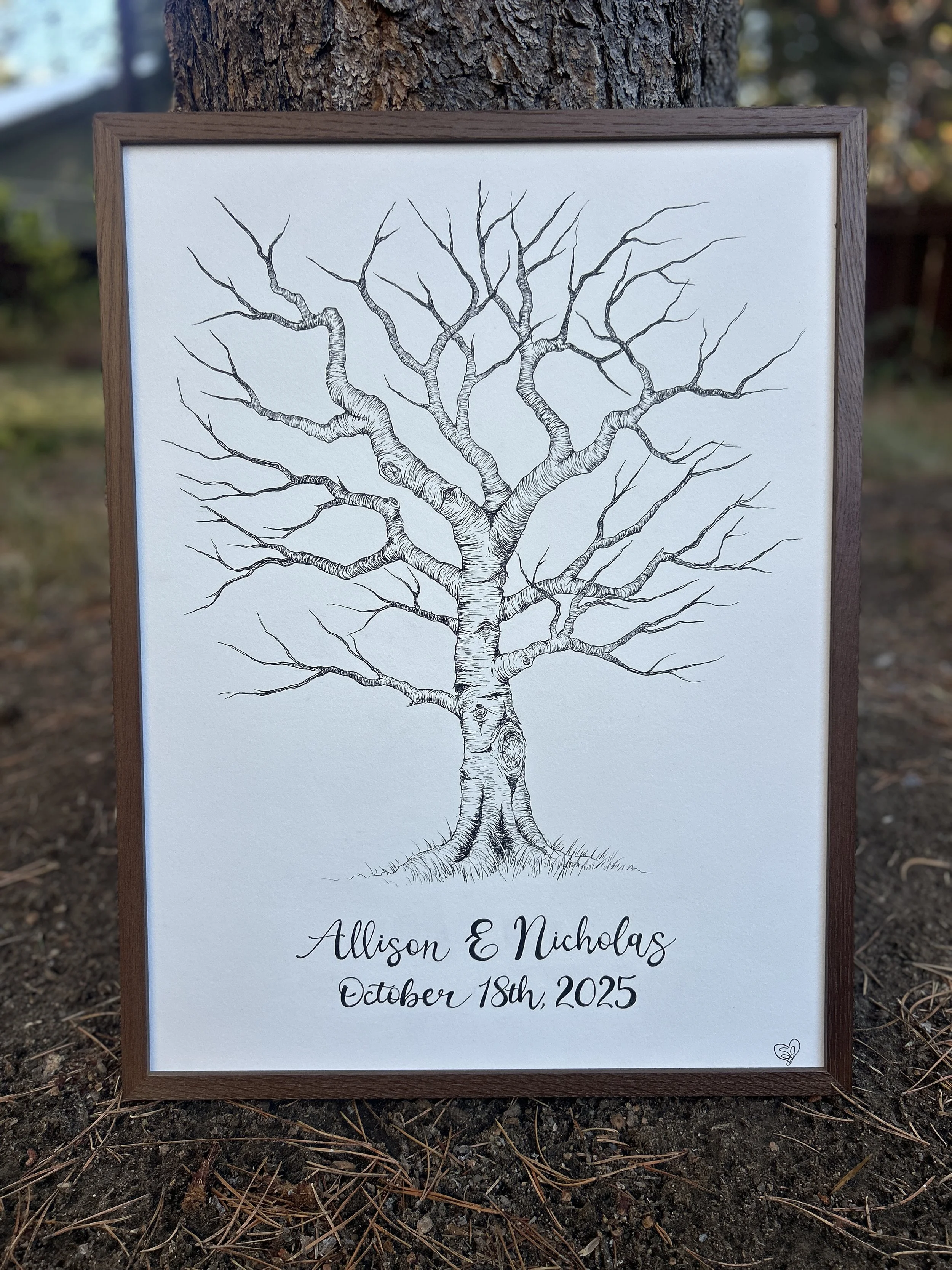 Wedding Guest Signature Tree | 2025 | Ink on Paper | 18" x 24"