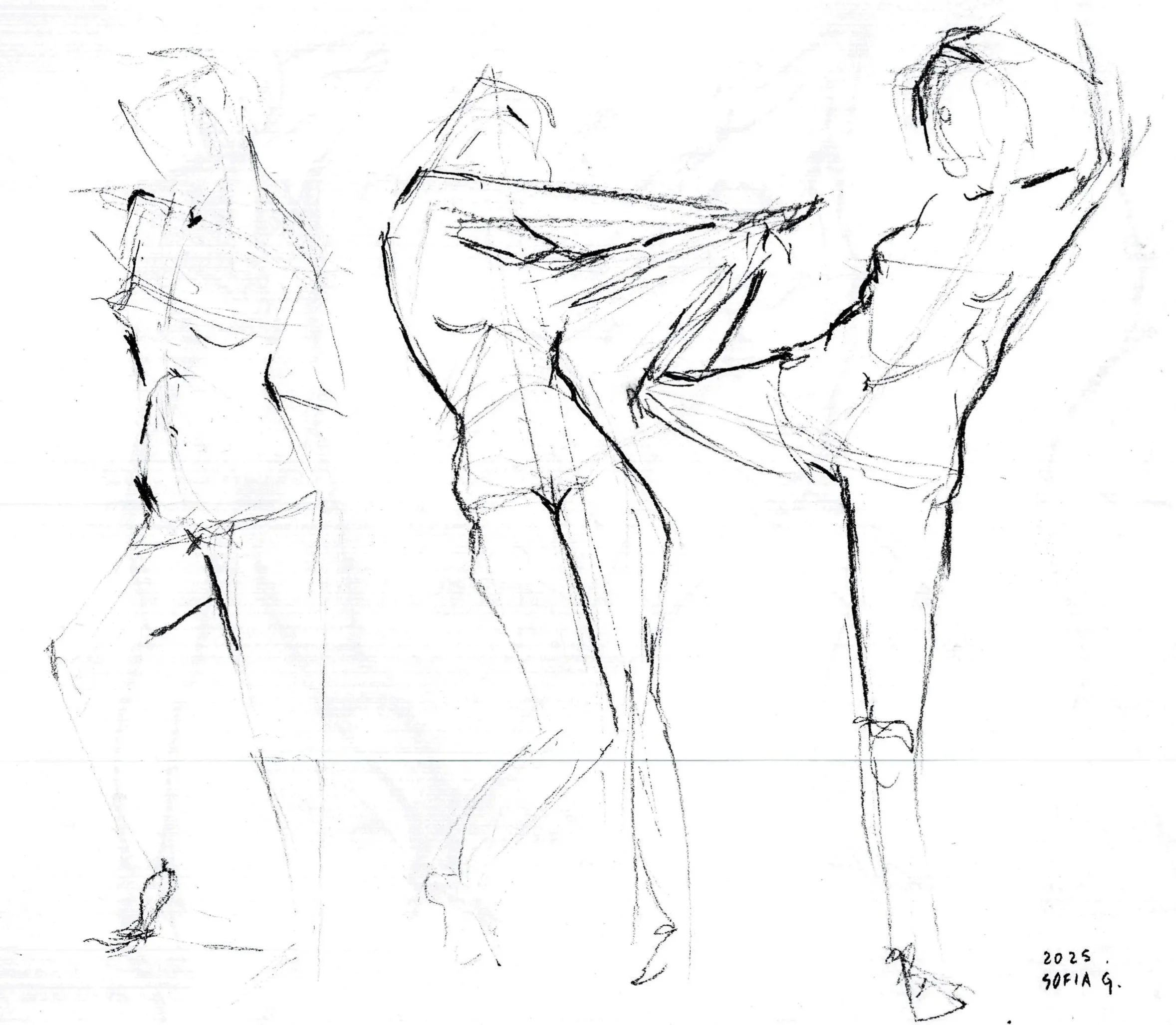 Cuerpos en fuga. 01
2026. Carboncillo sobre papel.
30cm x 22.8cm
$2500 mx