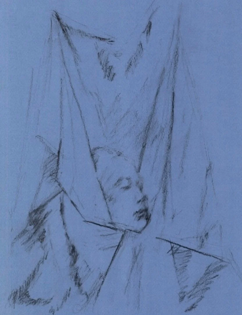 Chopping heads.
Carbon sobre papel. 2026