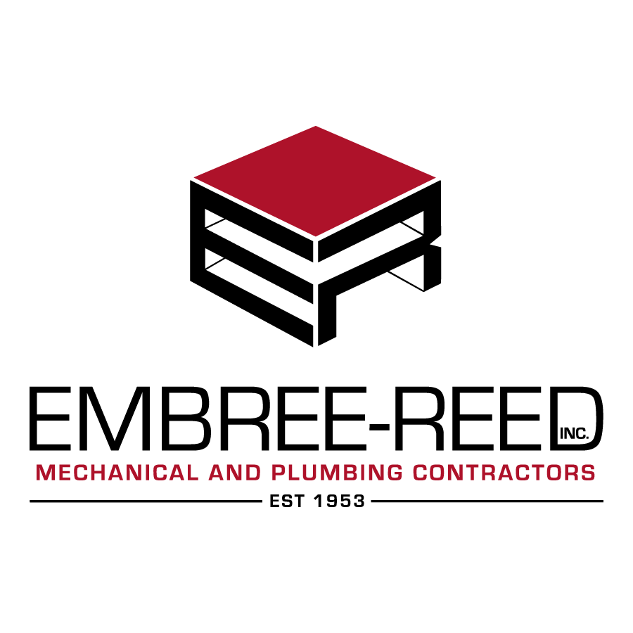 Logo for a mechanical and plumbing contracting company featuring a red diamond symbol and the text 'Mechanical and Plumbing Contractors' in red.