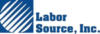 Labor Source, Inc. logo with stylized blue stripes and company name in blue text.