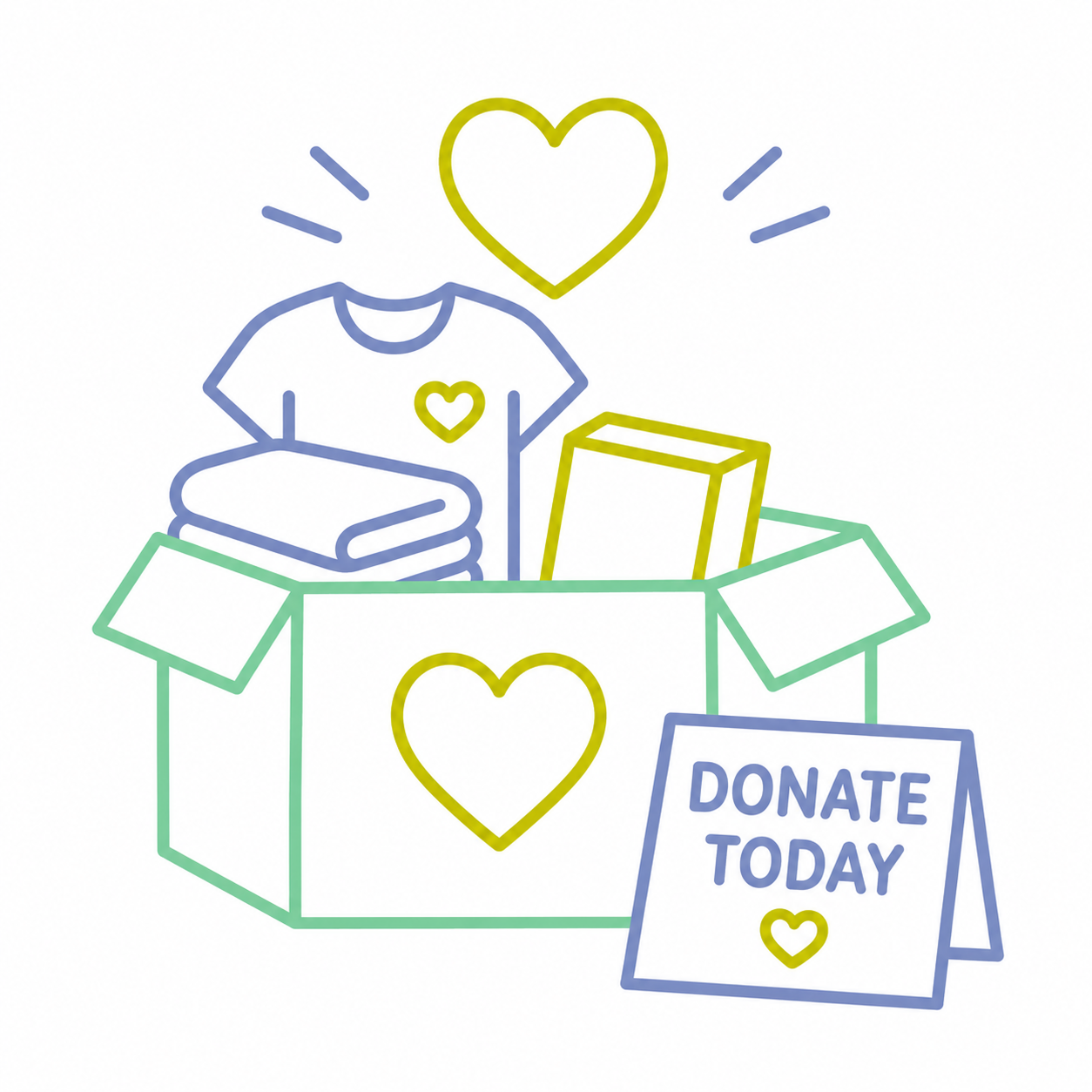 Collection of donated items to support women, children, and families.