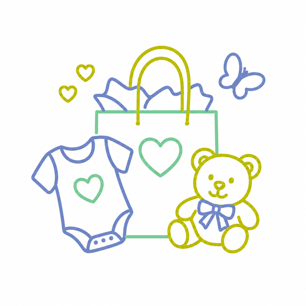 Donated baby supplies and gifts for expecting mothers and newborns.