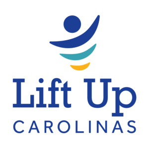 Lift Up Carolinas logo with abstract human figure and colorful swooshes